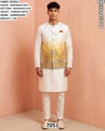 Men Kurta Set With Designer Satin Jacket