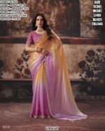 Designer Satin Patta Saree With Embroidered Blouse