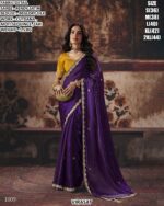 Designer Satin Patta Saree With Embroidered Blouse