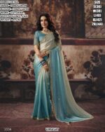 Designer Satin Patta Saree With Embroidered Blouse