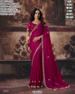 Designer Satin Patta Saree With Embroidered Blouse