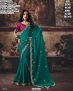 Designer Satin Patta Saree With Embroidered Blouse