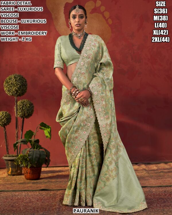 Designer Viscose Saree With Rich Embroidery Work
