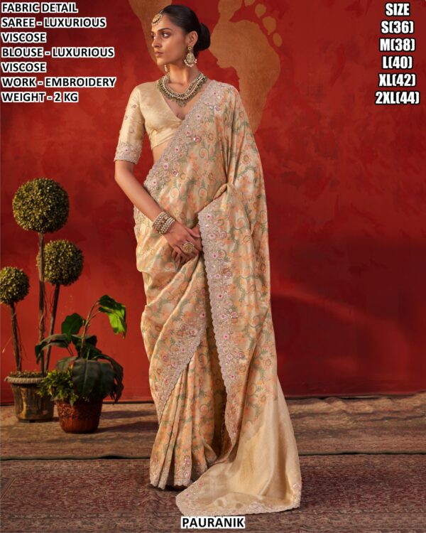Designer Viscose Saree With Rich Embroidery Work