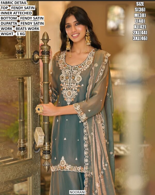 Festive Wear Satin Suit With Matching Dupatta
