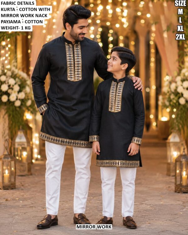 Matching Father And Son Cotton Kurta Pajama Set