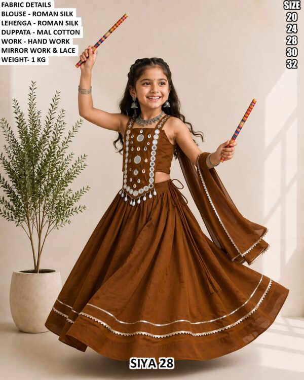 Kids Roman Silk Lehenga For Navratri Night