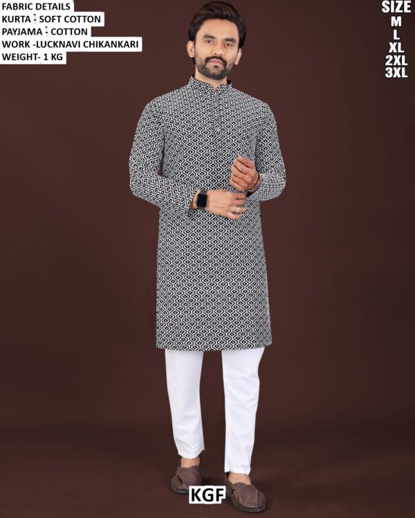 Traditional Chikankari Kurta Pajama Set For Men