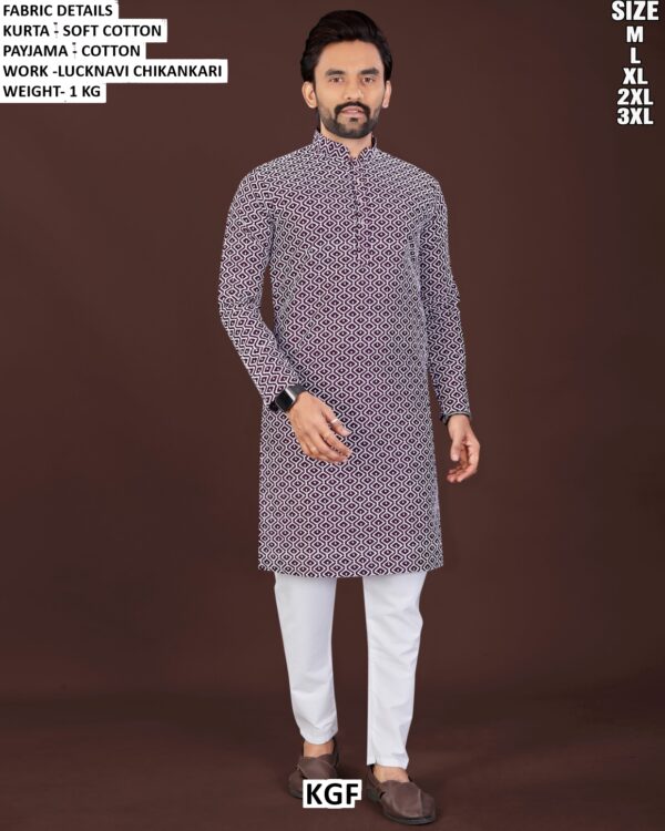 Traditional Chikankari Kurta Pajama Set For Men