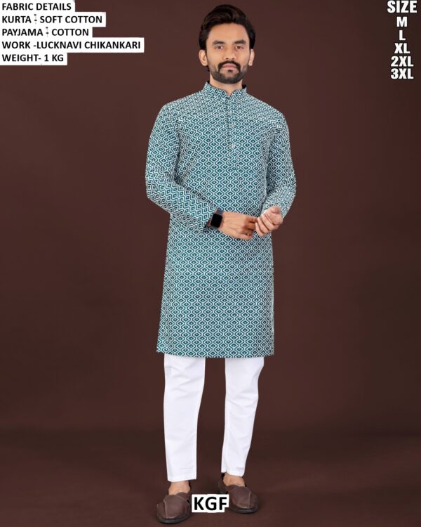 Traditional Chikankari Kurta Pajama Set For Men