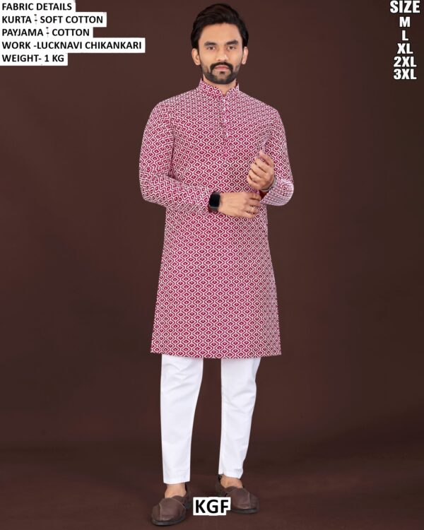 Traditional Chikankari Kurta Pajama Set For Men