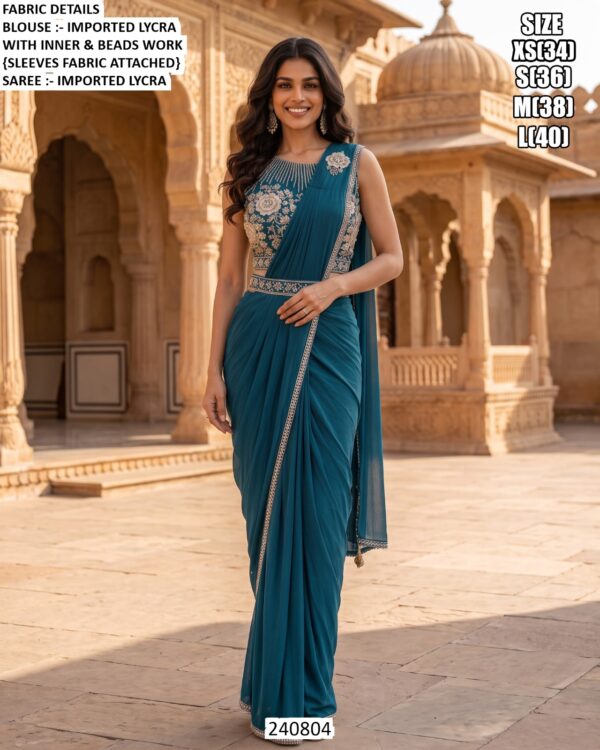 Imported Lycra Party Wear Saree With Designer Blouse