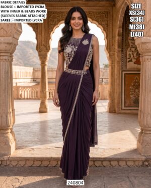Imported Lycra Party Wear Saree With Designer Blouse