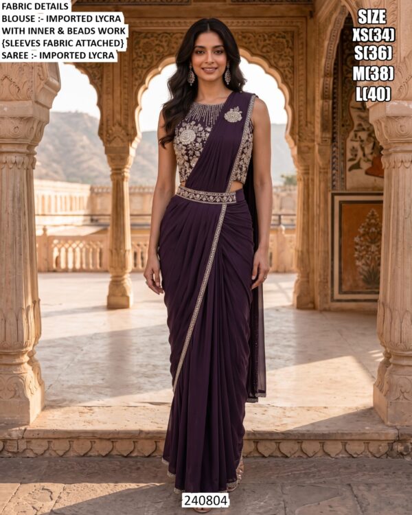 Imported Lycra Party Wear Saree With Designer Blouse