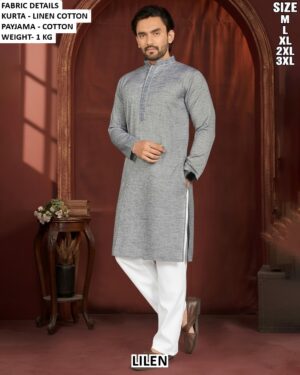Linen Cotton Kurta Pajama Set For Men