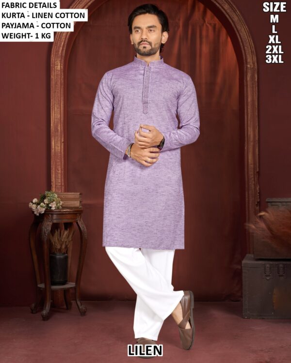 Linen Cotton Kurta Pajama Set For Men