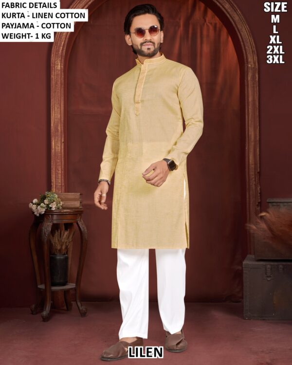 Linen Cotton Kurta Pajama Set For Men