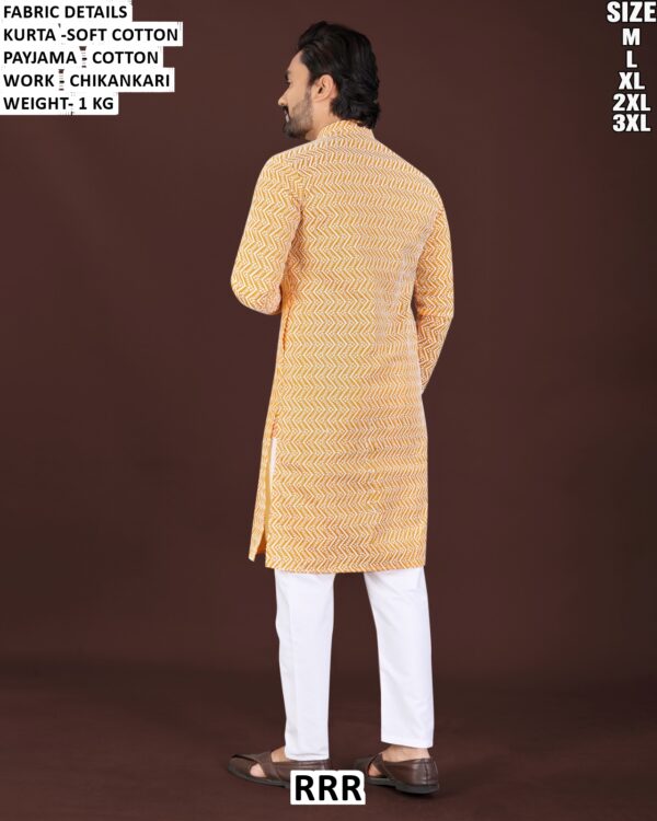Soft Cotton Chikankari Kurta Pajama Set For Men