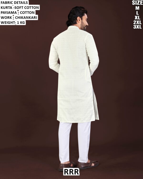 Soft Cotton Chikankari Kurta Pajama Set For Men