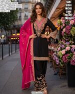 Traditional Chinon Suit With Matching Dupatta
