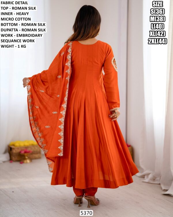 Embroidered Roman Silk Outfit With Matching Dupatta