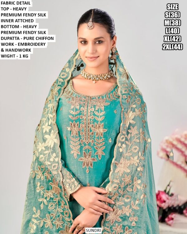 Premium Festive Wear Suit With Chiffon Dupatta