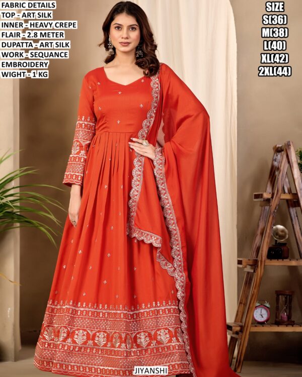 Premium Sequence Embroidered Gown For Women