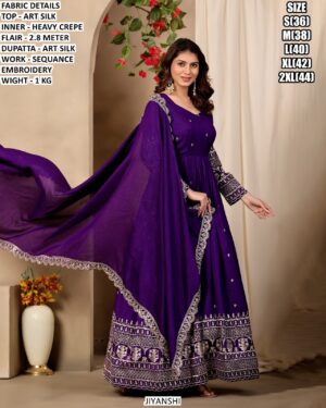 Premium Sequence Embroidered Gown For Women