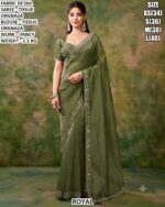 Beautiful Fancy Work Saree With Matching Blouse