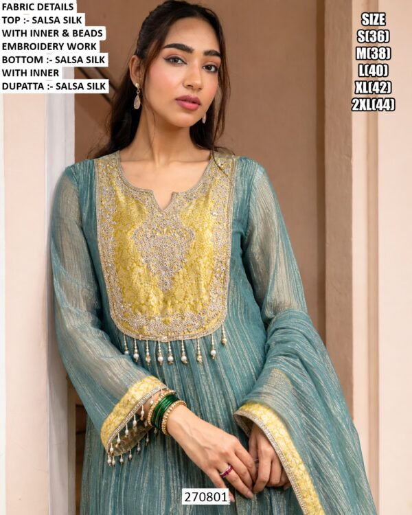 Premium Beads Work Kurta Palazzo Set