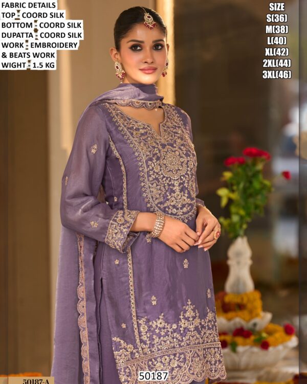 Embroidered Kurta Set With Dhoti Style Bottom