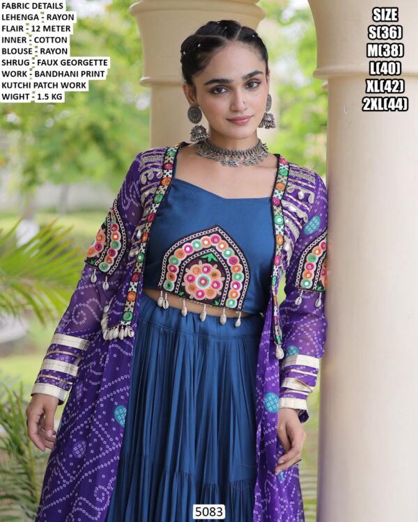 Traditional Navratri Outfit With Printed Long Jacket