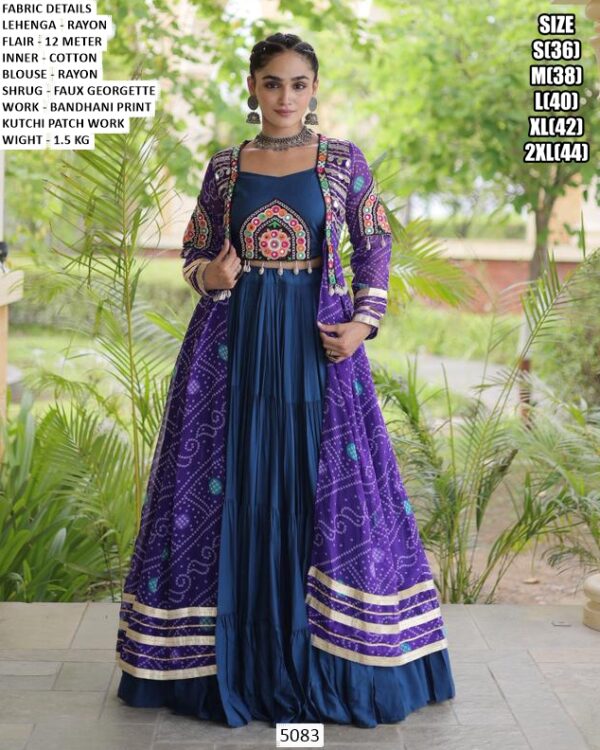 Traditional Navratri Outfit With Printed Long Jacket