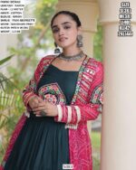 Traditional Navratri Outfit With Printed Long Jacket