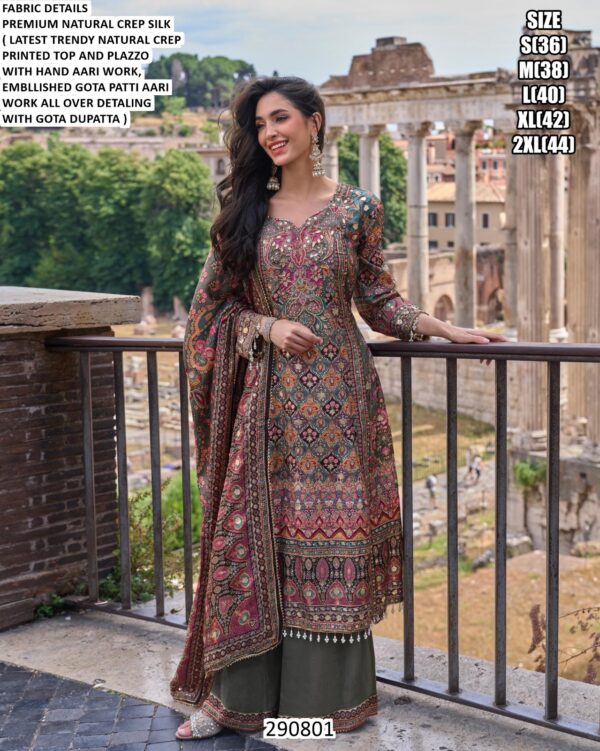 Premium Natural Crepe Silk Palazzo Suit