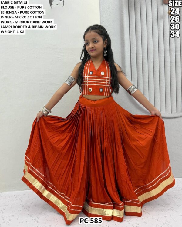 Girls Navratri Lehenga With Ribbon Details