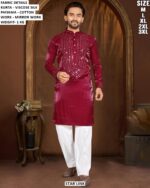 Men’s Viscose Silk Kurta Pajama With Mirror Work