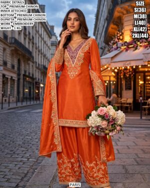 Women’s Premium Chinon Embroidered Suit Set