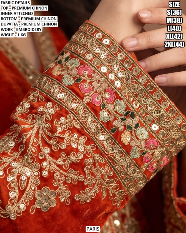 Women’s Premium Chinon Embroidered Suit Set