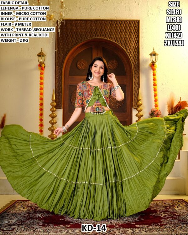 Pure Cotton Lehenga Choli With Thread Work