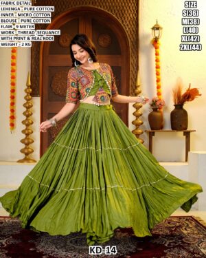 Pure Cotton Lehenga Choli With Thread Work