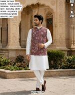 Men’s Malai Satin Kurta Pajama With Designer Koti