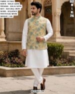 Men’s Malai Satin Kurta Pajama With Designer Koti