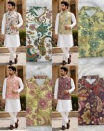 Men’s Malai Satin Kurta Pajama With Designer Koti