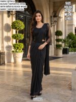 Modern Draped Saree With Beaded Blouse