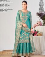 Designer Silk Kurta Palazzo With Dupatta For Women