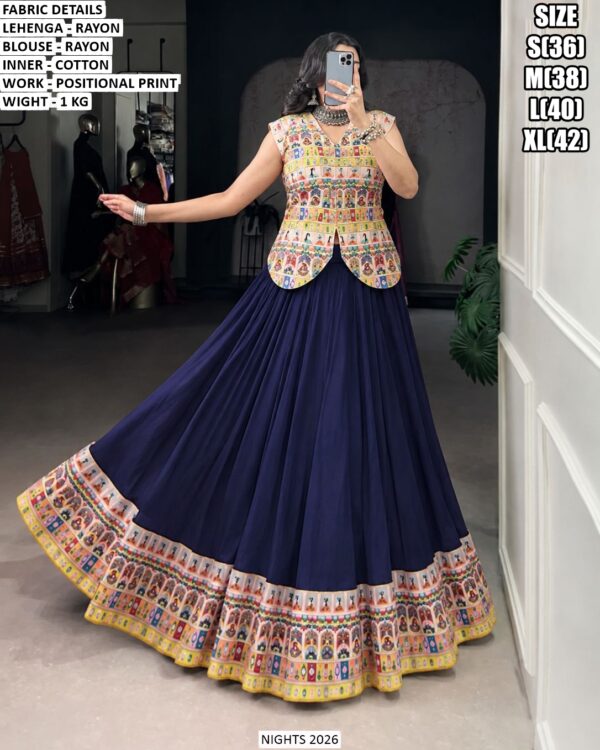 Designer Printed Lehenga With Jacket Style Blouse