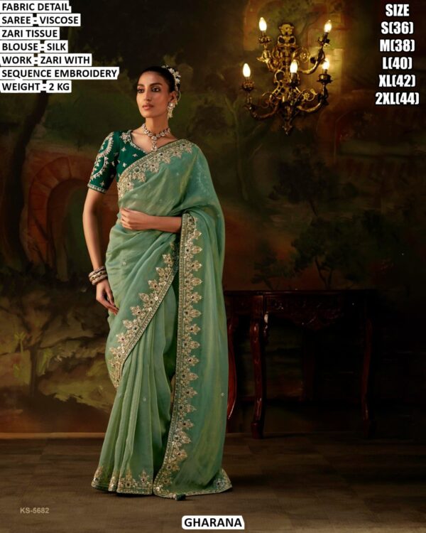 Festive Wear Zari Tissue Saree For Women
