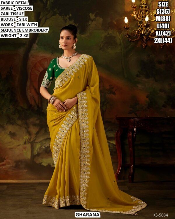 Festive Wear Zari Tissue Saree For Women