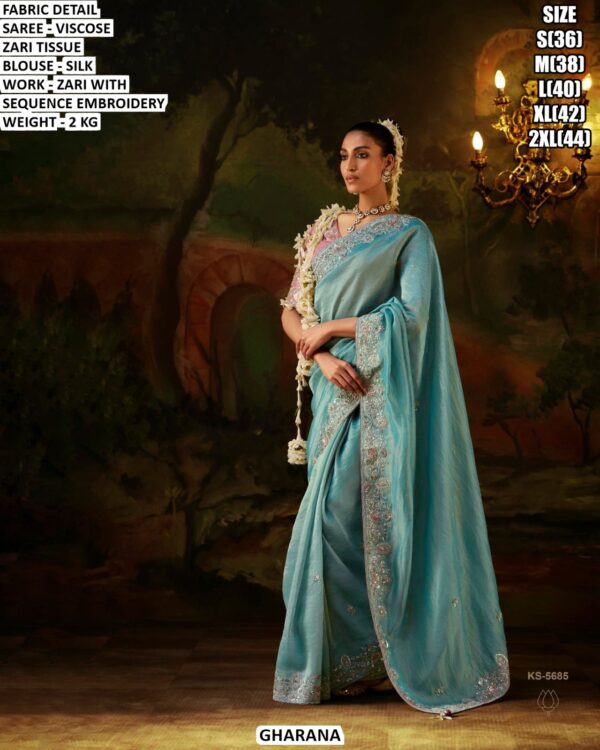 Festive Wear Zari Tissue Saree For Women